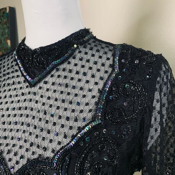 Vintage Judith Ann Victorian Romance Sequin Lace Dress - Picture 5 of 13